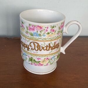 Vintage Floral Happy Birthday Mug
